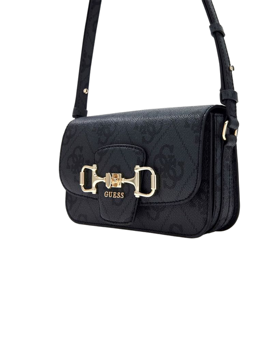 Guess Logo Monogram Crossbody Bag — Black Polyurethane