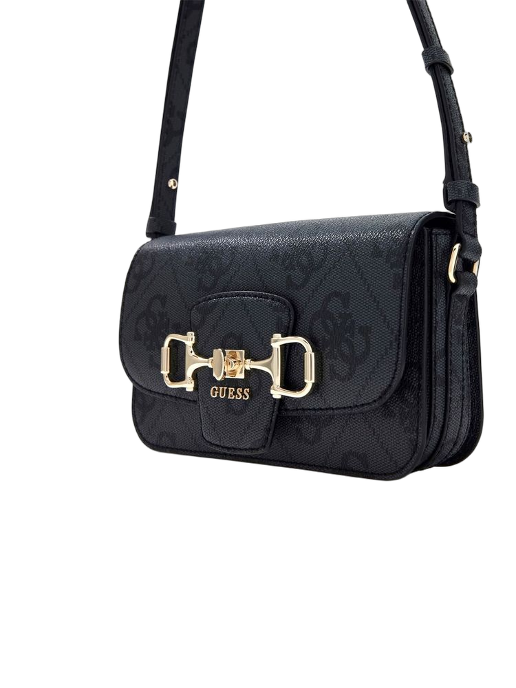 Guess Logo Monogram Crossbody Bag — Black Polyurethane