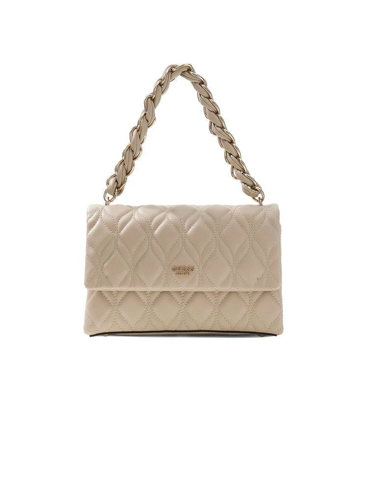 Guess Maxine Flap Crossbody Bag — Beige Polyurethane