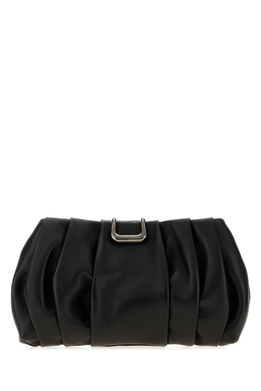 Brunello Cucinelli Pleated Leather Clutch — Black