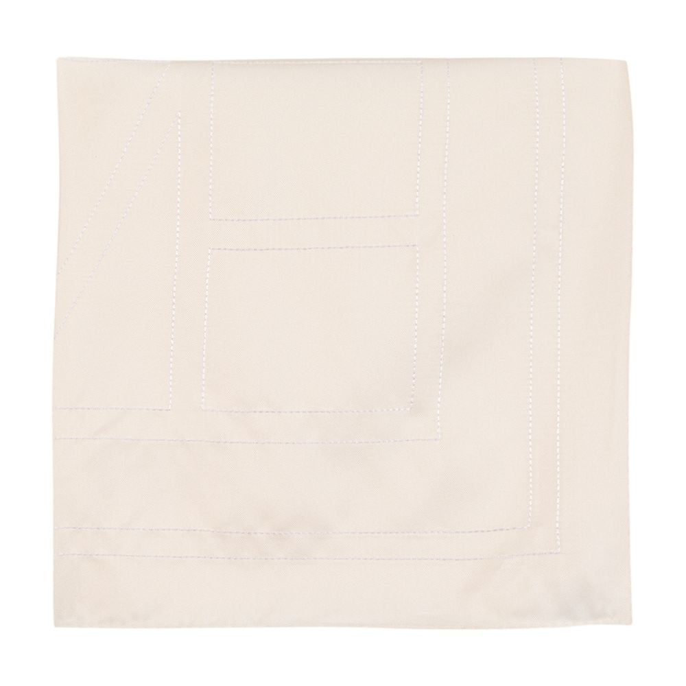Toteme Embroidered Monogram Silk Scarf — Beige Scarfs