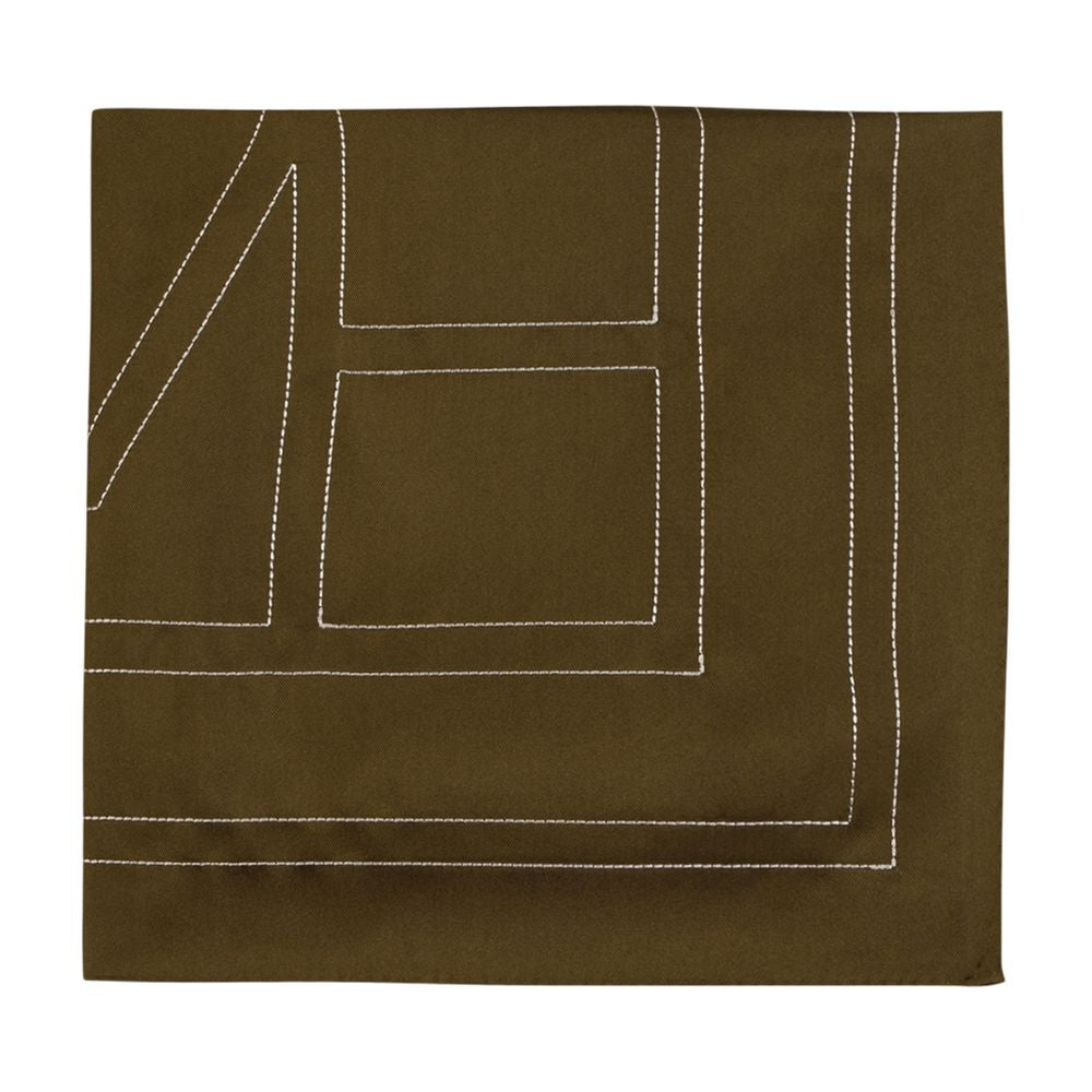 Toteme Embroidered Monogram Silk Scarf — Brown Scarfs
