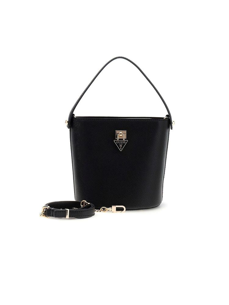 Guess Patsie Bucket Bag — Black Polyurethane