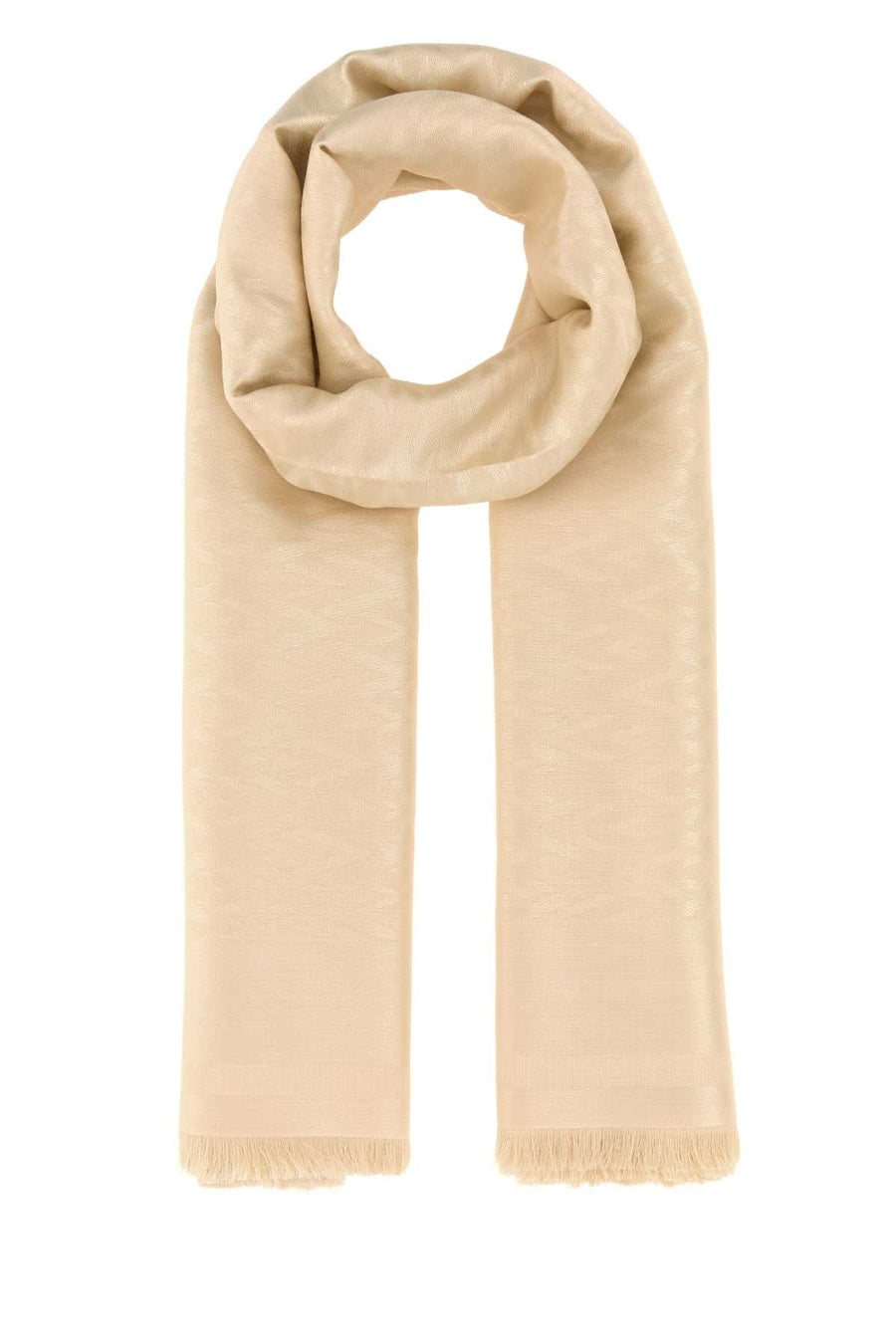 Valentino Garavani Silk-Wool Blend Scarf — Beige Exterior: Silk Wool Scarfs