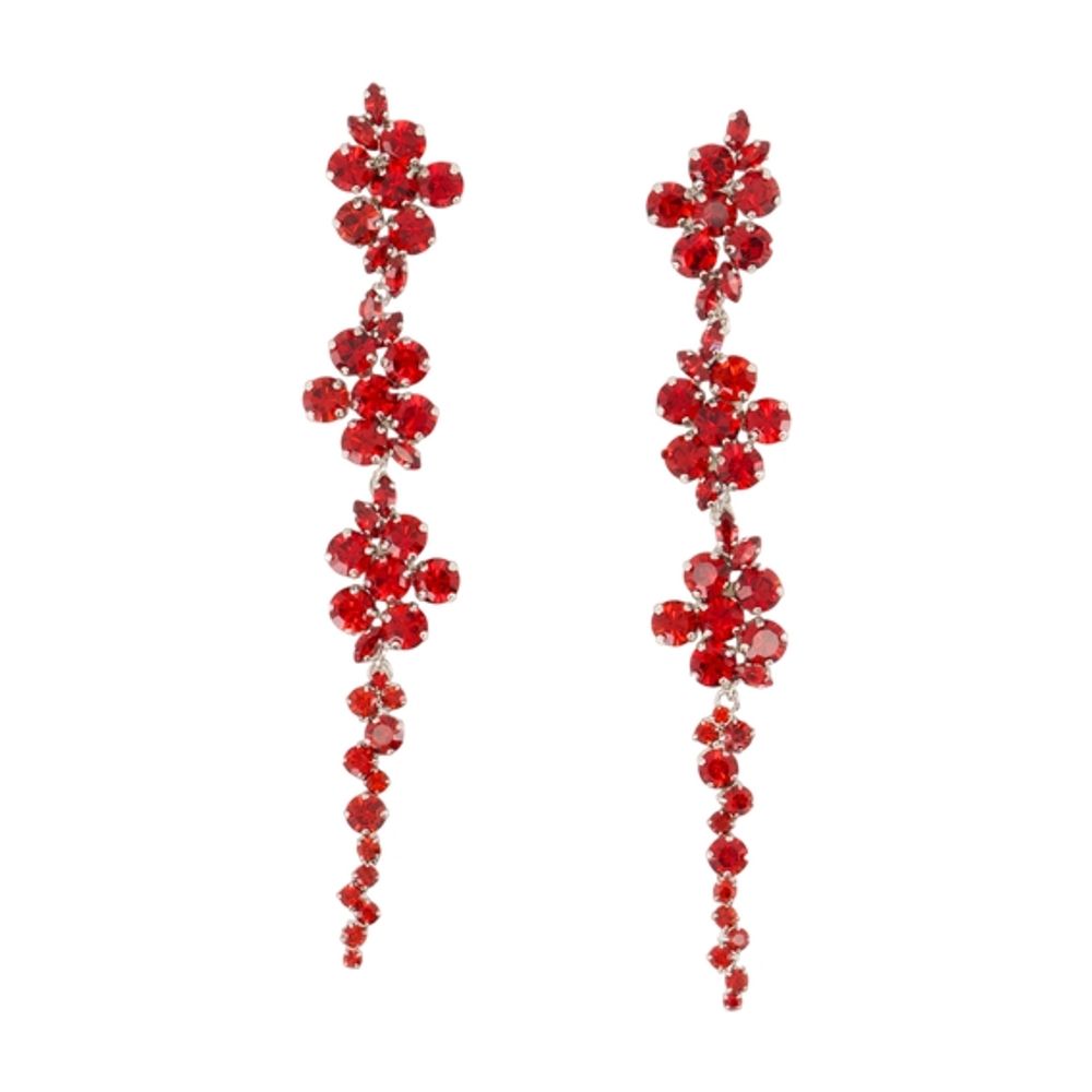Simone Rocha Floral Synthetic Pearl Earrings — Red Synthetic_pearls