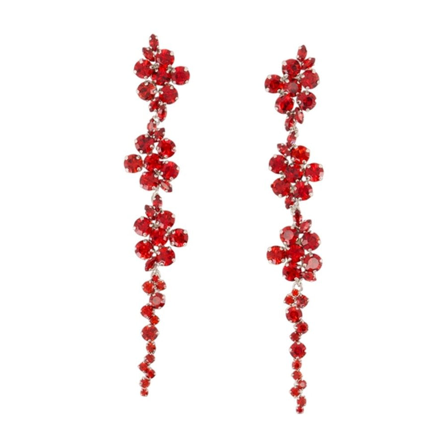 Simone Rocha Floral Synthetic Pearl Earrings — Red Synthetic_pearls