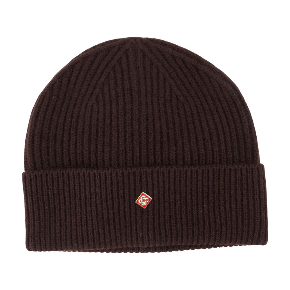 Casablanca A-Hat-090-01 Ribbed Wool Beanie — Brown Beanies