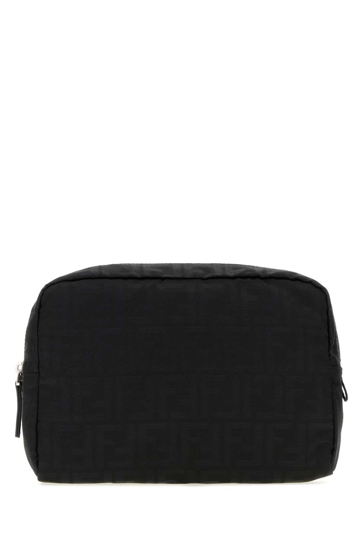 Fendi Embroidered Fabric Beauty Case — Black Travel Wallets