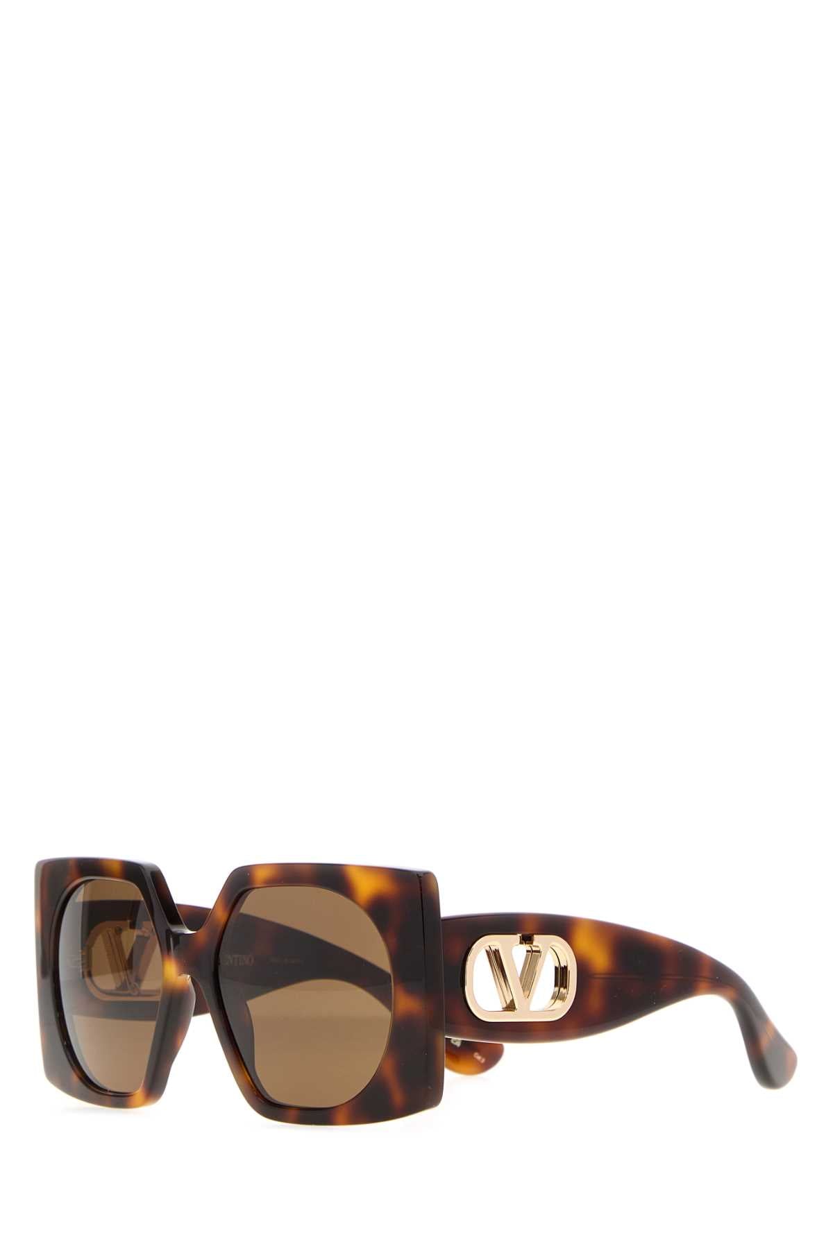 Valentino Garavani Sunglass Tortoiseshell Acetate Sunglasses — Brown Exterior
