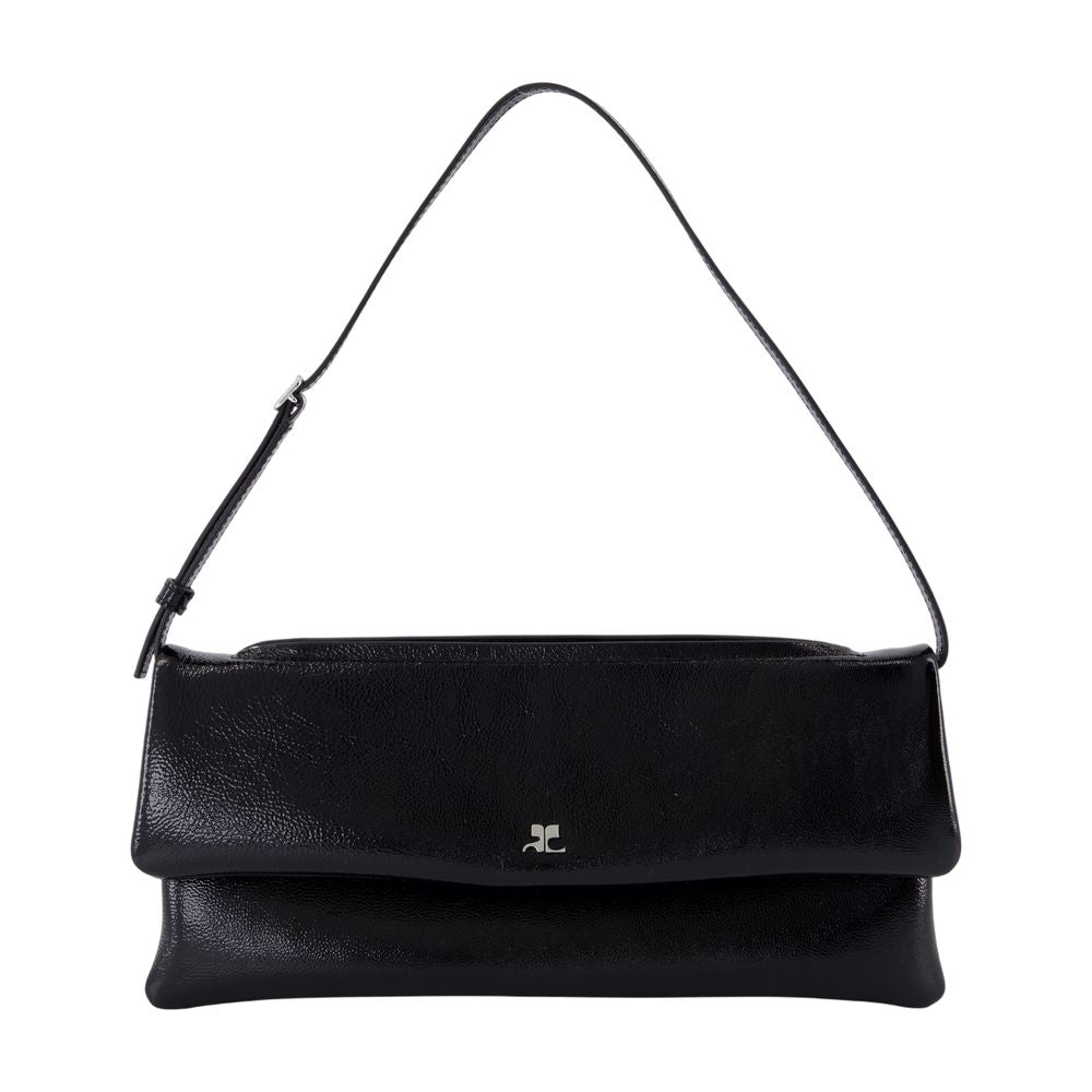 Courrèges Leather Cuff Clutch — Black