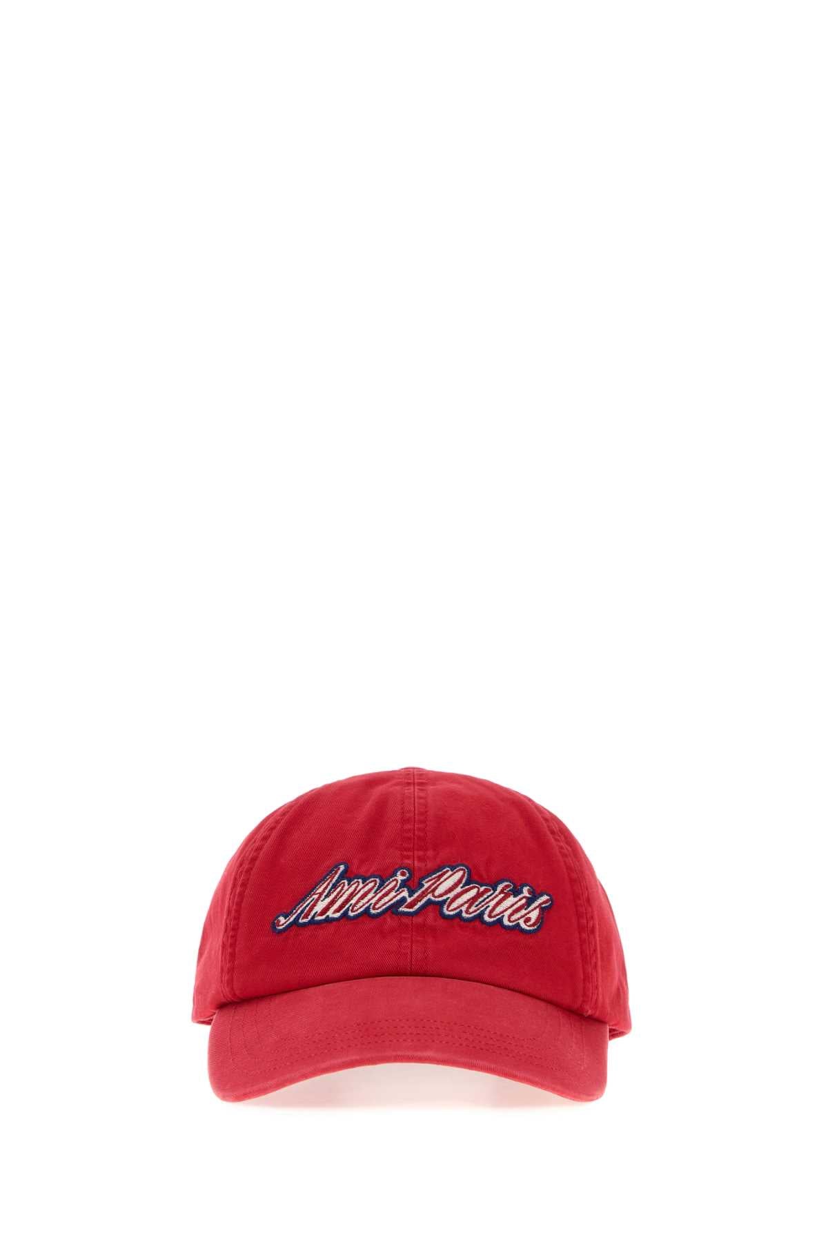 Ami Paris Amiparisembroiderycap Baseball Cap — Red Exterior: Cotton Caps