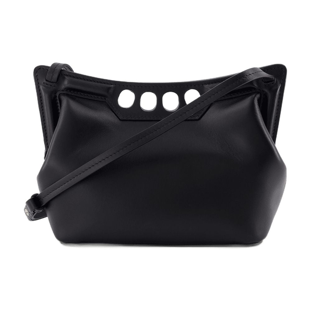 Alexander Mcqueen The Mini Peak Crossbody Bag — Black Calfskin