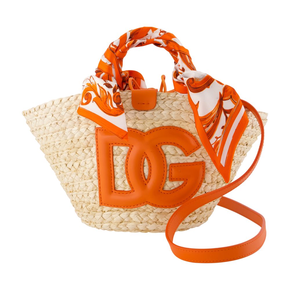 Dolce&gabbana Woven Raffia Tote Bag — Orange