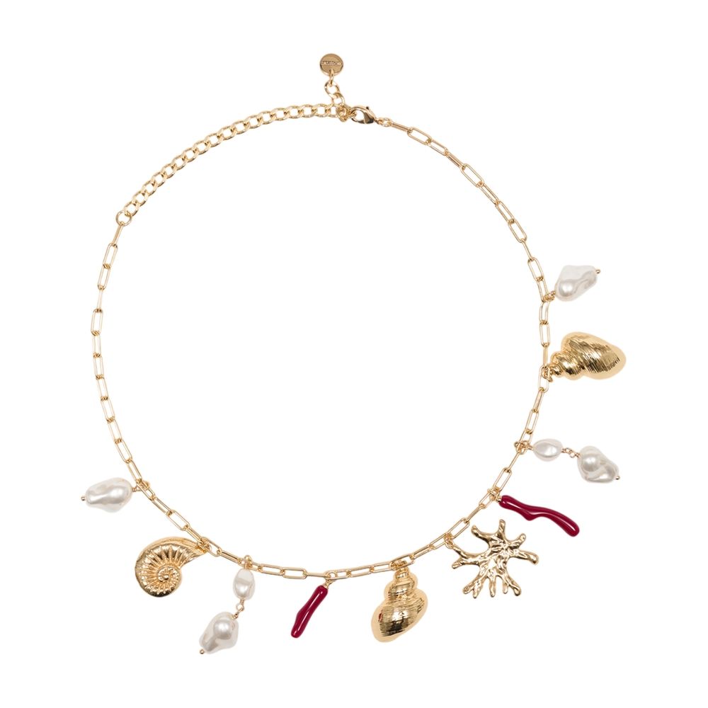 Self-Portrait Charm Pearl Necklace — Gold Metal Necklaces