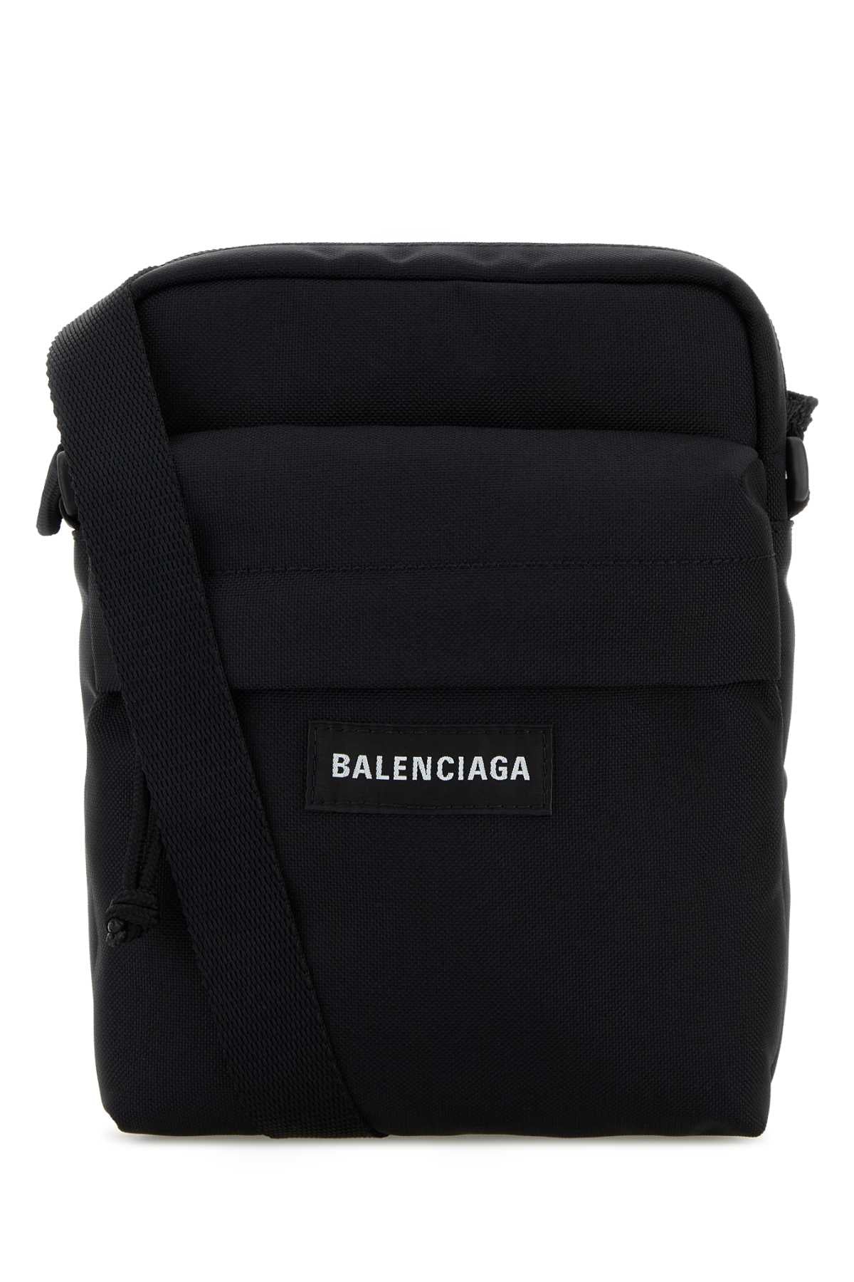 Balenciaga Logo-Embroidered Nylon Crossbody Bag — Black