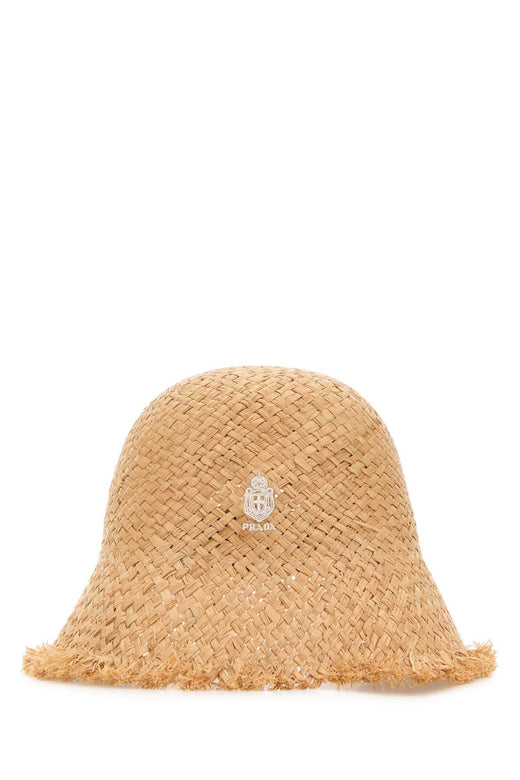 Prada Hat Raffia Baseball Cap — Beige Caps