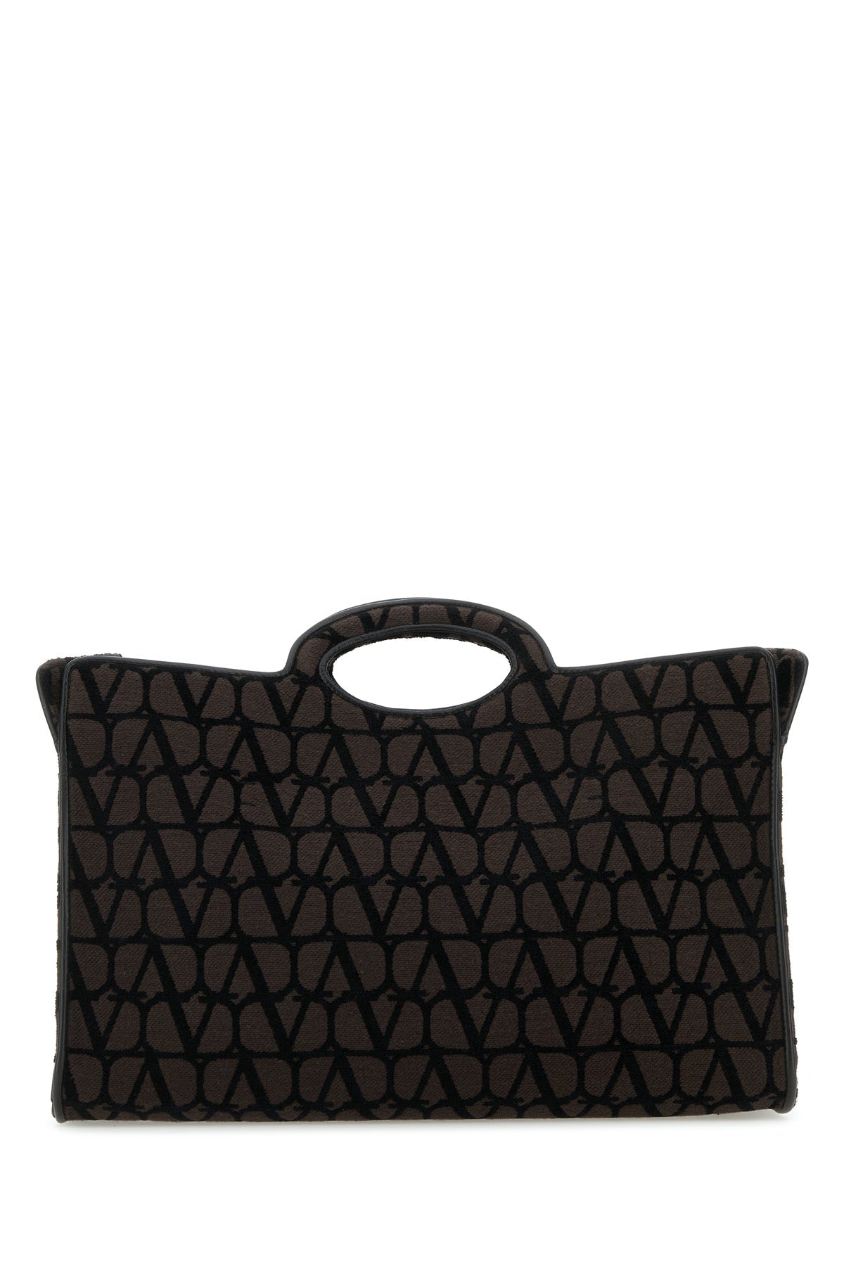 Valentino Garavani Monogram Jacquard Top Handle Bag — Black Viscose Cotton Polyester Hand