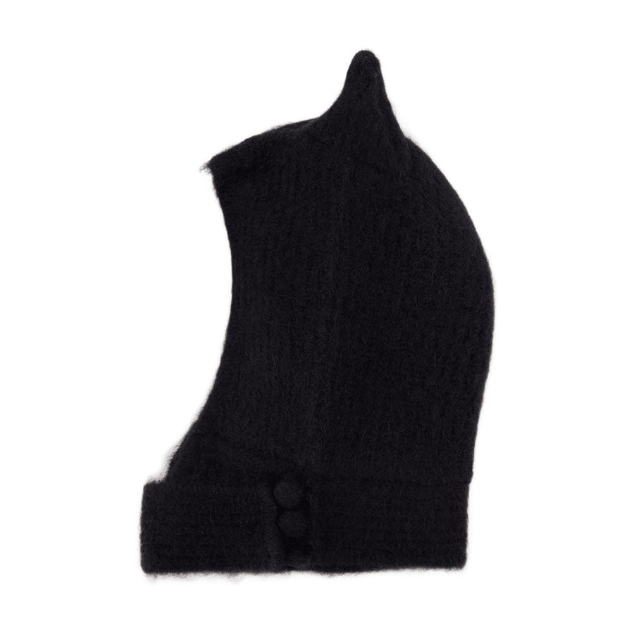 Coperni Copsa06y3005-Blk Knitted Horn Beanie — Black Wool Beanies