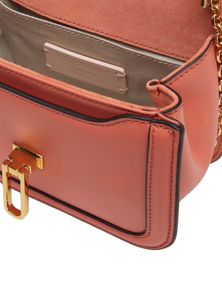 Coccinelle Structured Smooth Cowhide Crossbody Bag — Rose Gold