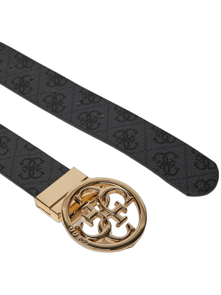 Guess Logo-Embossed Belt — Black Polyester