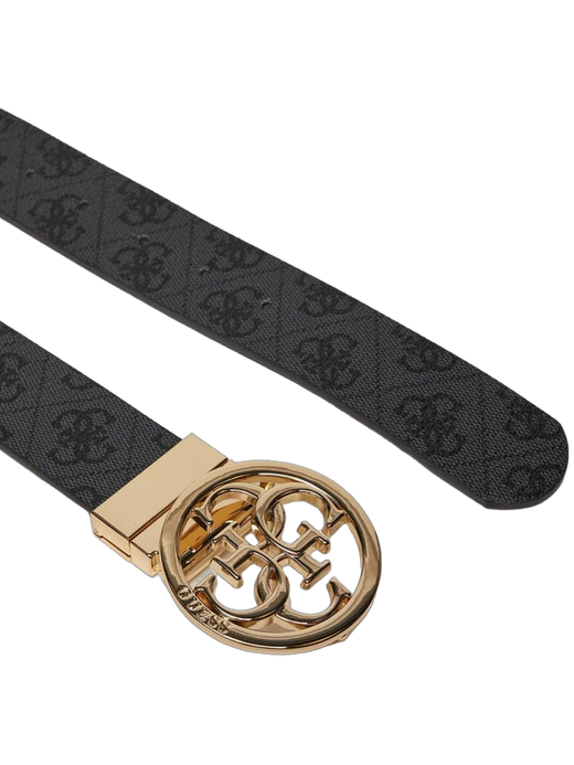 Guess Logo-Embossed Belt — Black Polyester