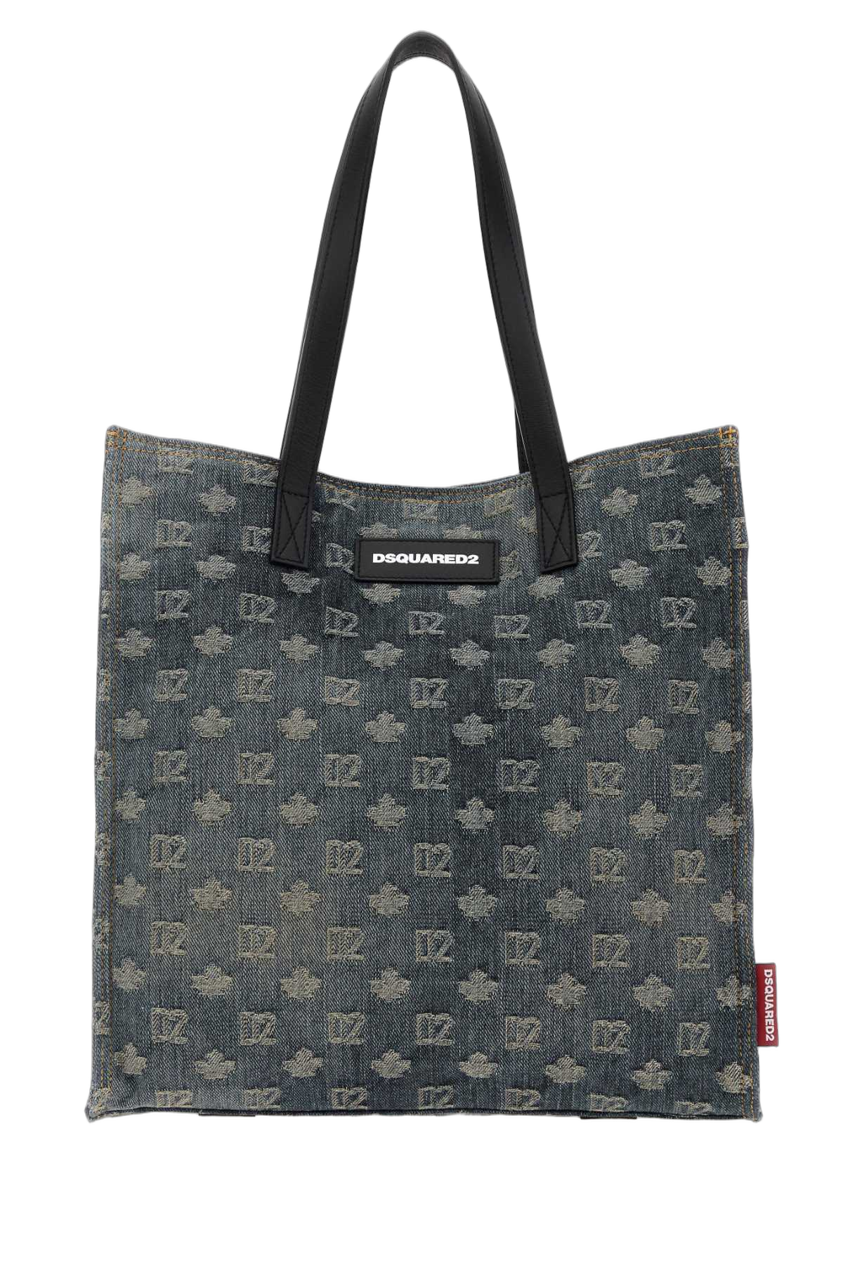 Dsquared2 Embroidered D2 Logo Denim Tote Bag — Gray