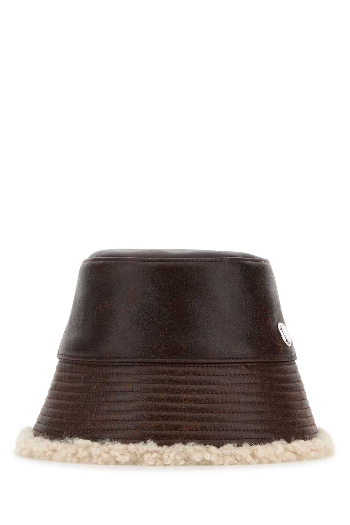Stella Mccartney Bucket Brushed Nylon & Sherpa Hat — Brown
