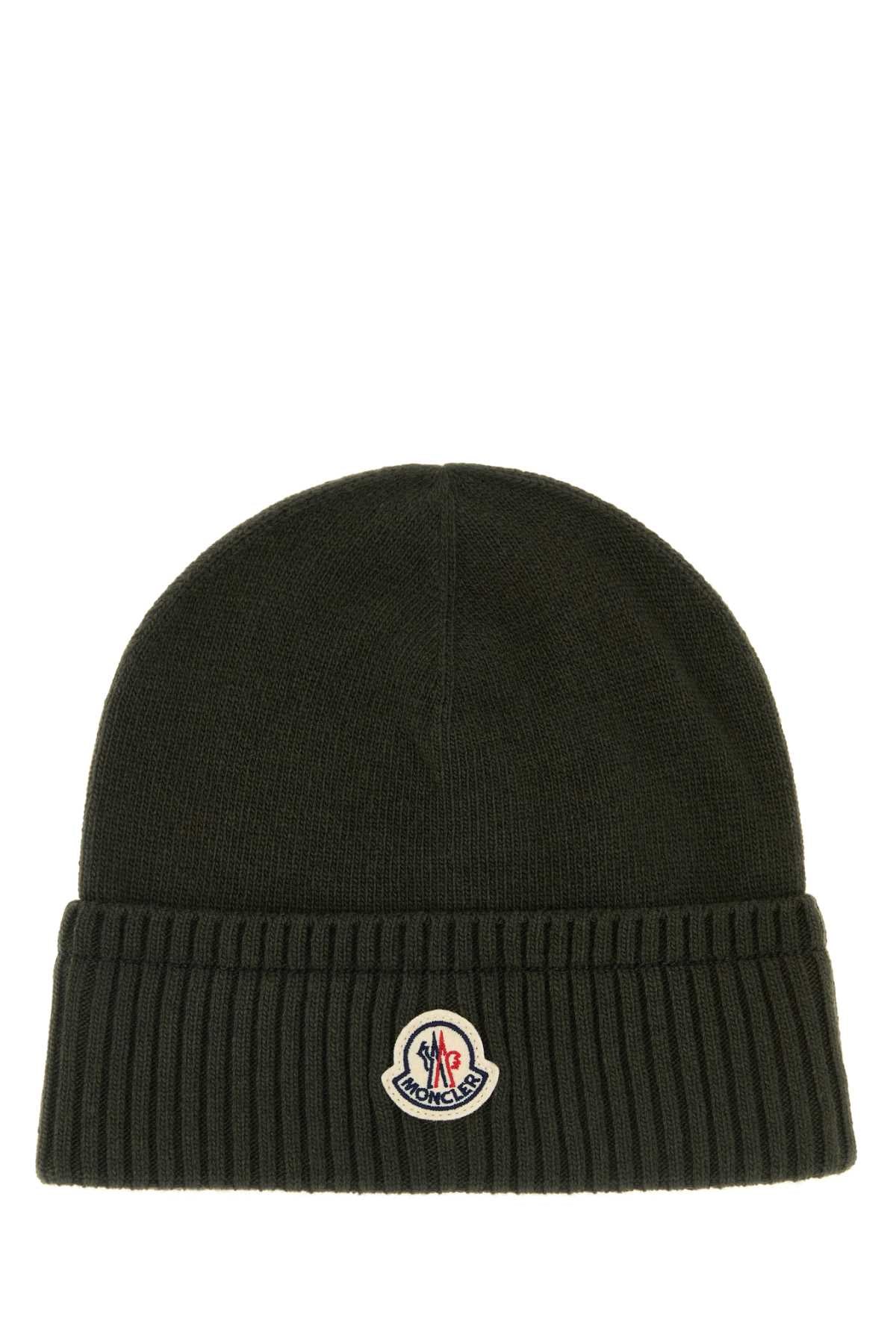 Moncler Hat Virgin Wool Blend Beanie — Green Beanies