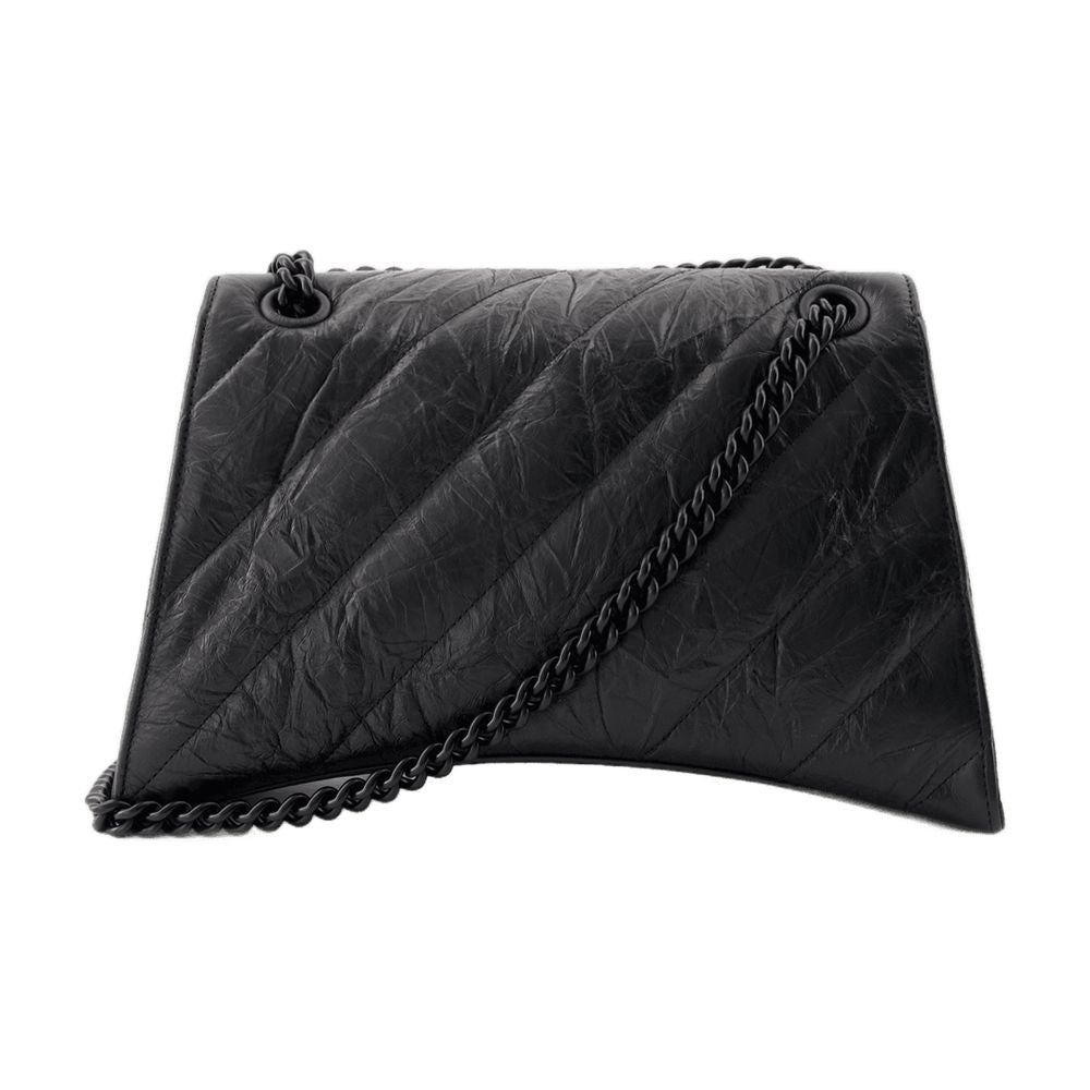 Balenciaga Crush Chain Shoulder Bag — Black Calfskin