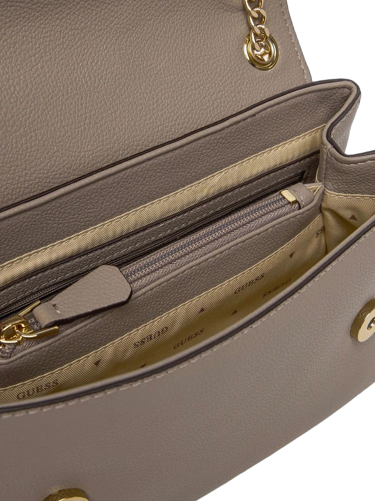 Guess Structured Polyurethane Crossbody Bag — Taupe