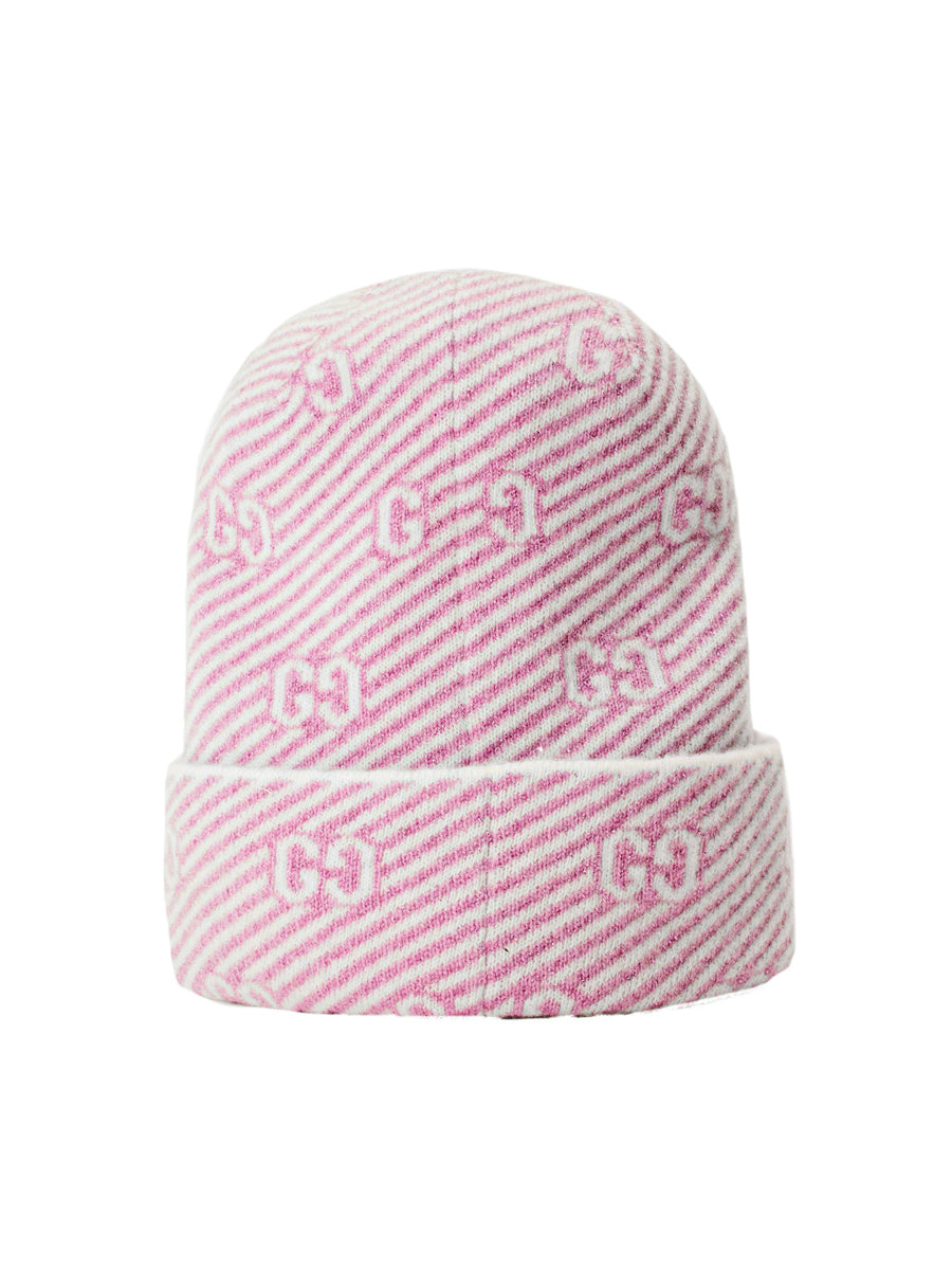 Gucci 6777943gae45878 Gg Monogram Beanie — Pink Cashmere Beanies