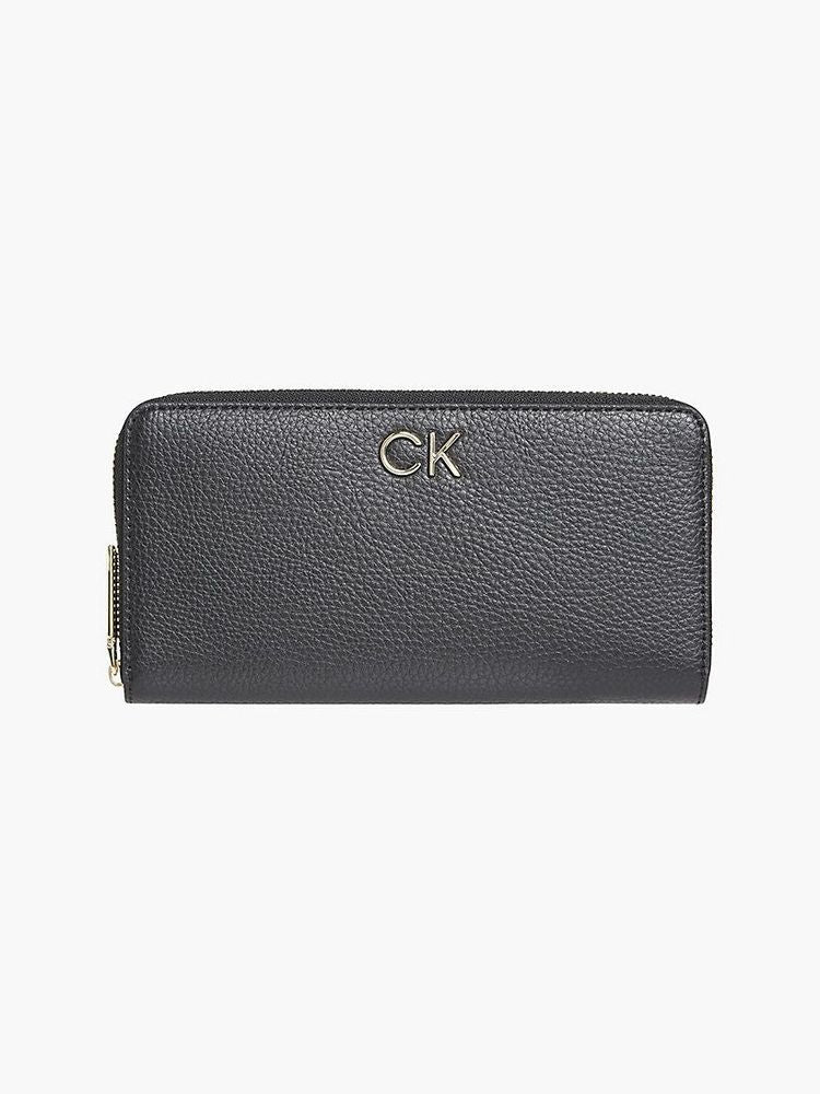Calvin Klein Logo Leather Wallet — Black Recycled Polyester