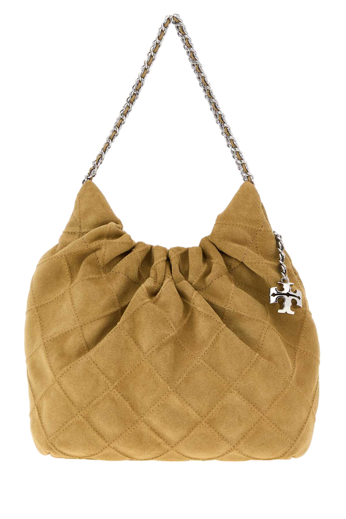 Tory Burch Suede Shoulder Bag — Beige