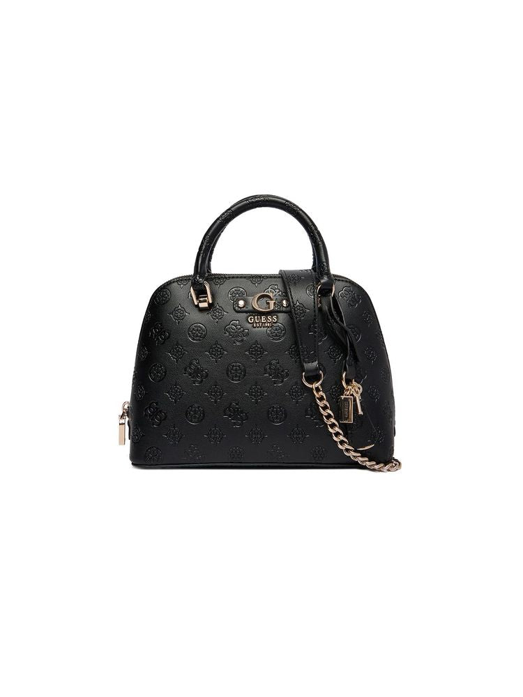 Guess Logo-Embossed Polyurethane Top Handle Bag — Black