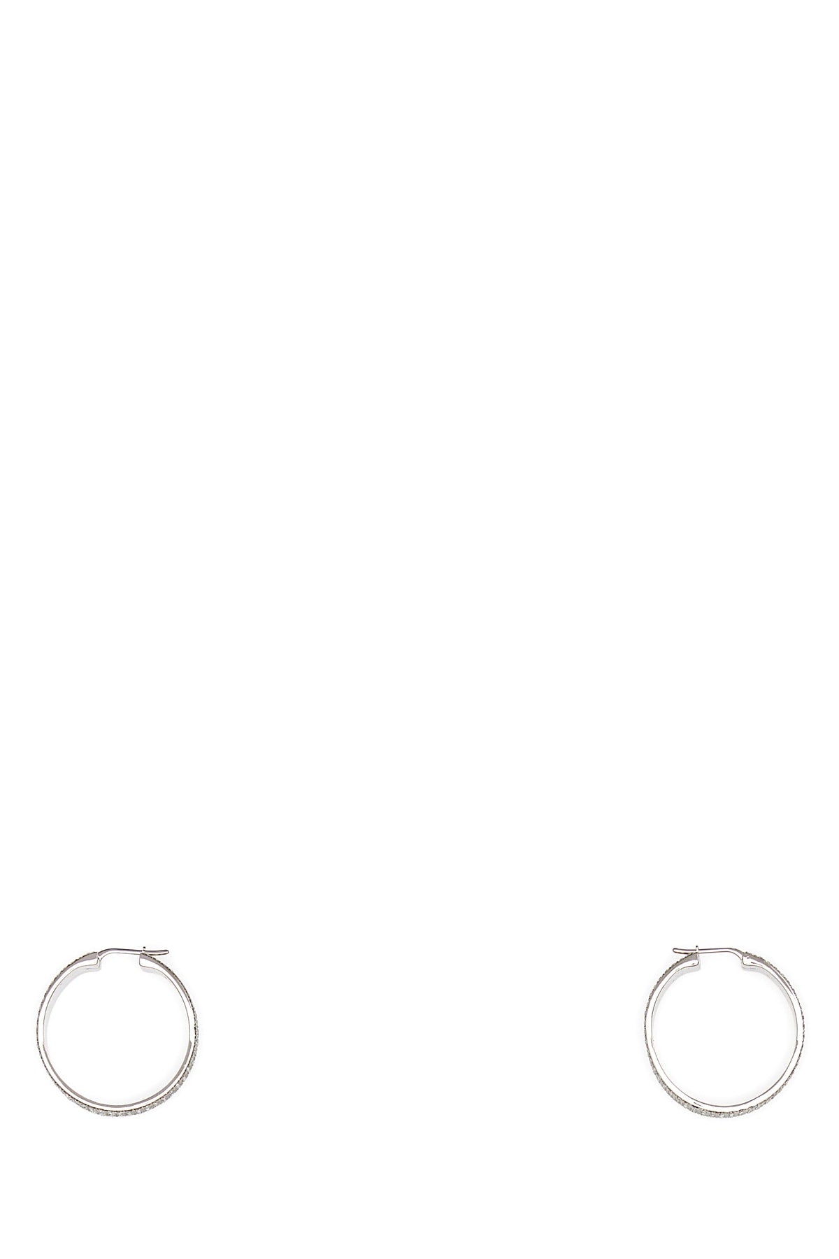 Amina Muaddi Whicrysil Earrings — Silver Metal With Crystal Texture