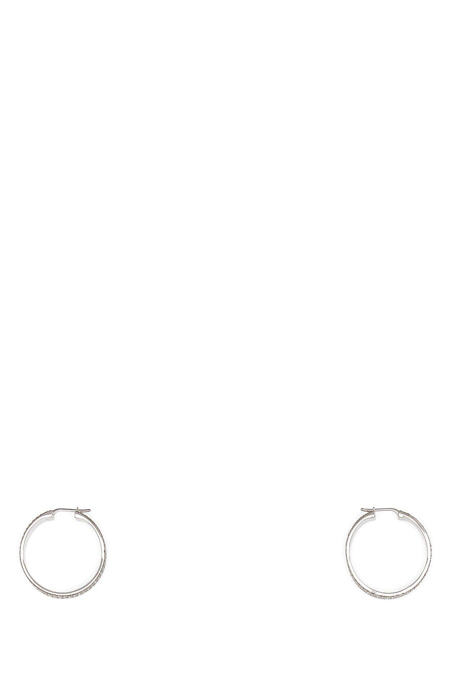 Amina Muaddi Whicrysil Earrings — Silver Metal With Crystal Texture