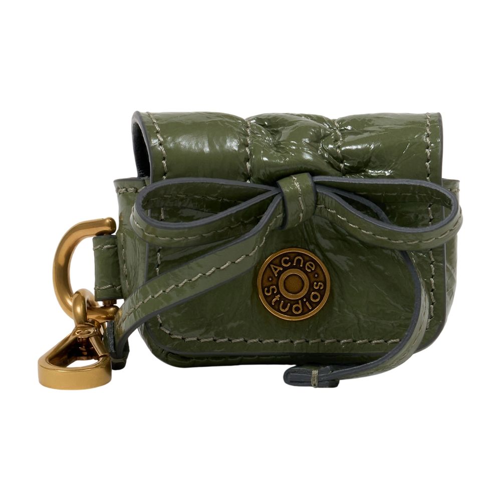 Acne Studios Crinkled Patent Calfskin Shoulder Bag — Green