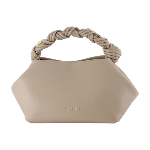 Ganni Twisted Knot Handle Shoulder Bag — Beige Synthetic