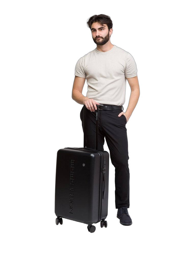 Momo Design Travel Trolley — Black Metallic Fiber Hand Bags