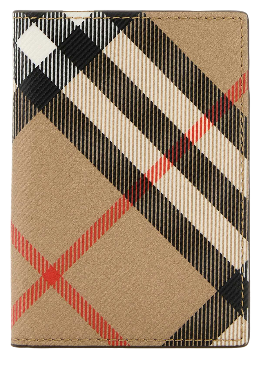 Burberry Bateman Card Case — Beige Polyurethane Polyester Cotton Wallet