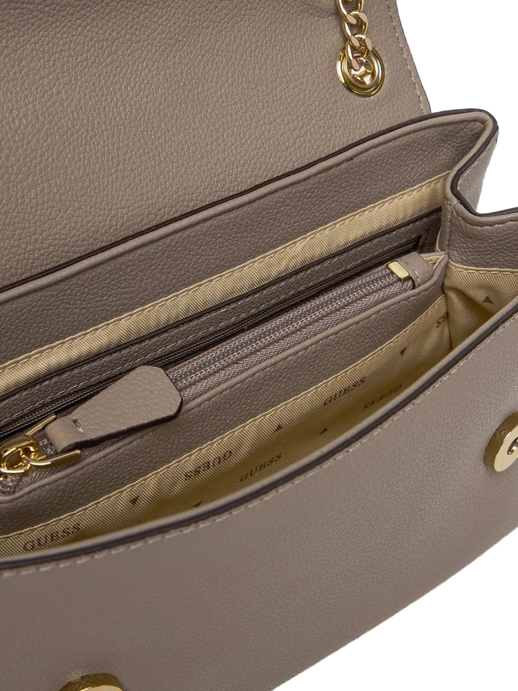 Guess Leather-Trimmed Polyurethane Crossbody Bag — Taupe