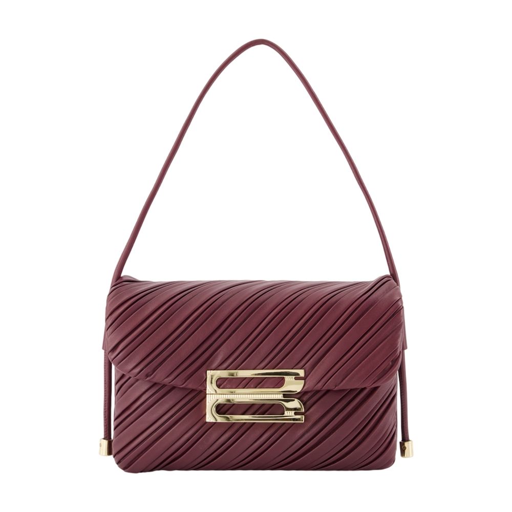 Victoria Beckham Diagonal Quilted Calfskin Shoulder Bag — Burgundy
