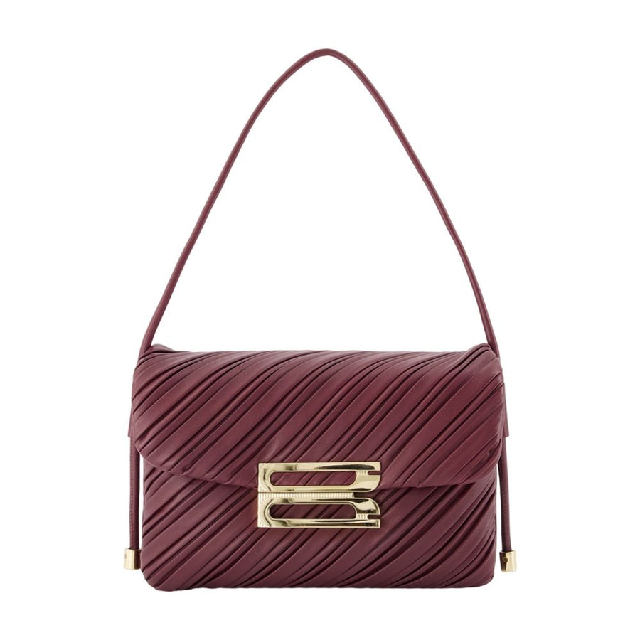 Victoria Beckham Diagonal Quilted Calfskin Shoulder Bag — Burgundy