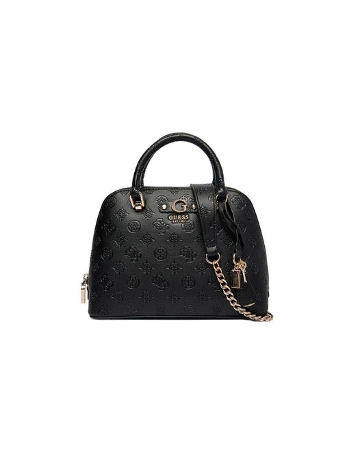 Guess Logo-Embossed Polyurethane Top Handle Bag — Black