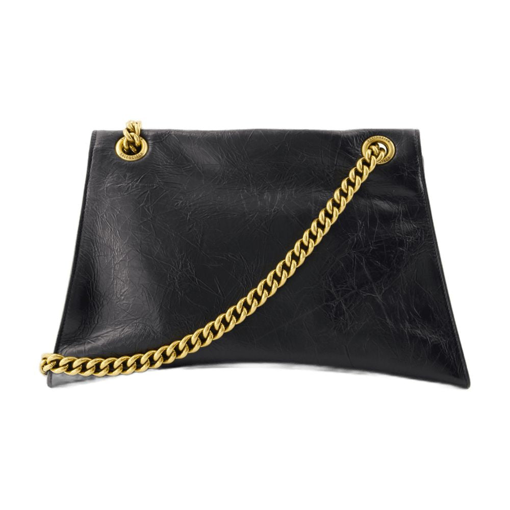 Balenciaga Crush Chain Shoulder Bag — Black Calfskin