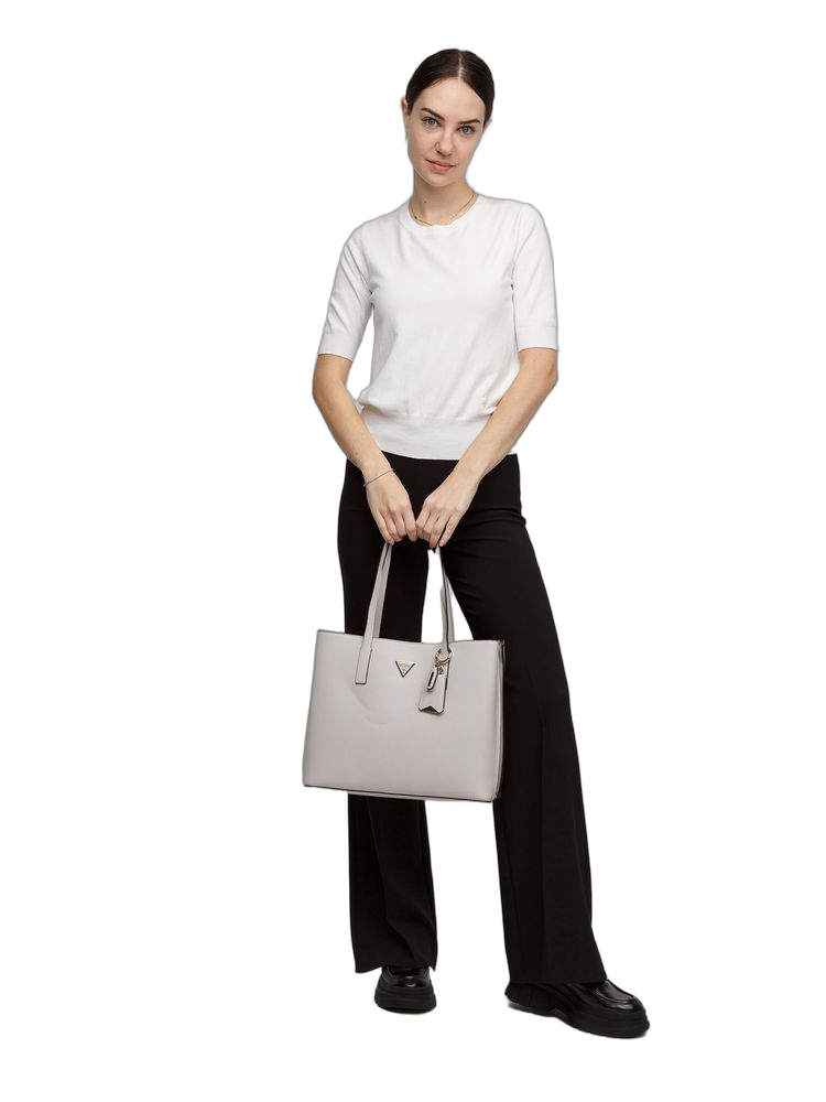 Guess Meridian Ii Girlfriend Tote Bag — White Polyurethane