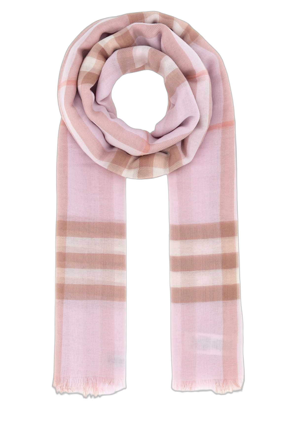 Burberry Striped Wool Scarf — Pink Exterior: Scarfs