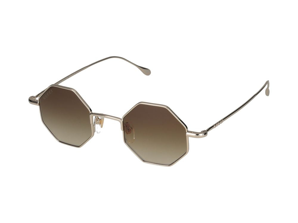 Gucci Gg1814s Octagonal Metal Frame Sunglasses — Gold