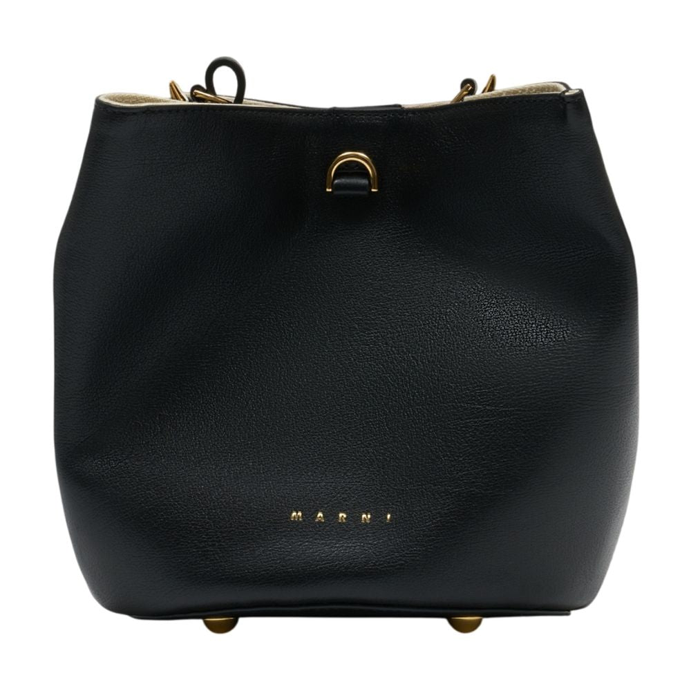 Marni Pannier Shoulder Bag — Black Goatskin