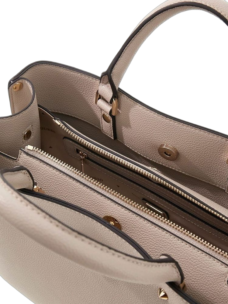 Guess Structured Polyurethane Shoulder Bag — Beige